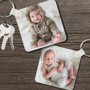 Custom Double Sided Baby Two Photo Key Ring