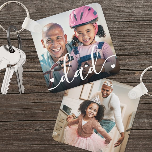 Custom Double Sided Dad Two Photo Key Ring (Custom Double Sided Dad Two Photo keychain)