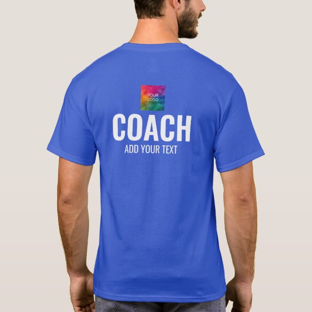Custom Double Sided Design Mens Coach Deep Blue T-Shirt (Back)