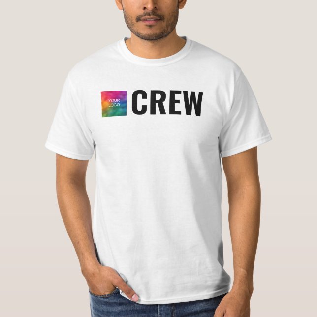 Custom Double Sided Design Mens Staff Crew White T-Shirt (Front)