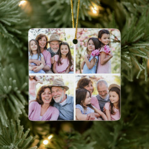 Custom Double Sided Family Photo Christmas Ceramic Ornament