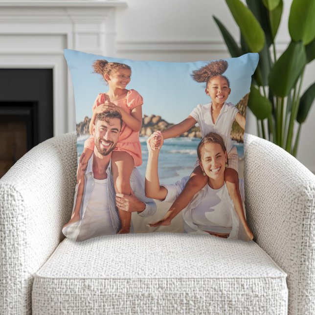 Custom Double Sided Family Photo Cushion (Custom Double Sided Family Photo Throw Pillow)