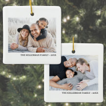 Custom Double Sided Family Two Photo Christmas