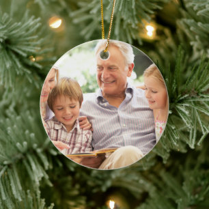 Custom Double Sided Family Two Photo Christmas Ceramic Tree Decoration