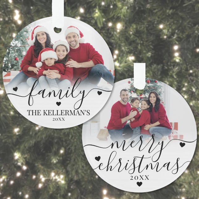 Custom Double Sided Family Two Photo Christmas Ornament (Custom Double Sided Family Two Photo Christmas Ornament)