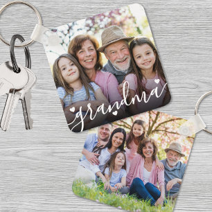 Custom Double Sided Grandma Family Two Photo Key Ring