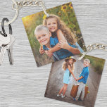 Custom Double Sided Kids Two Photo Key Ring<br><div class="desc">Design a meaningful keepsake with this personalised double-sided kids’ photo keychain, a sweet way for parents or grandparents to carry two favourite memories. Add one special picture on the front and another on the back to showcase moments from your child’s life. While it’s perfect for kids’ photos, you can also...</div>