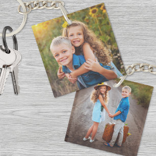 Custom Double Sided Kids Two Photo Key Ring