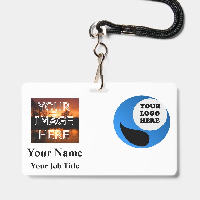 Custom Double Sided Laminated Name Badge ID Badge (Front with Lanyard)
