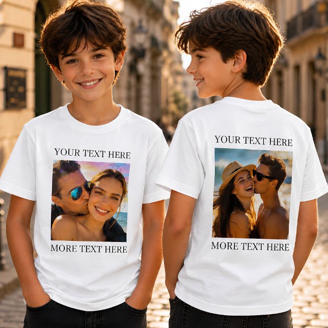 Custom Double Sided Photo and Text T-Shirt (Creator Uploaded)