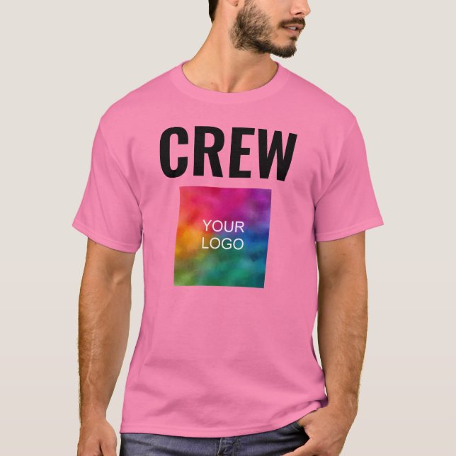 Custom Double Sided Print Pink Mens Crew Template T-Shirt (Front)