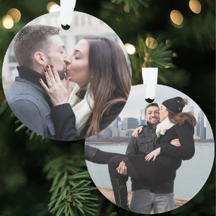Custom Double Sided Two Photo Christmas Ornament