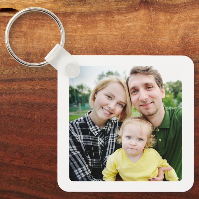 Custom Double Sided Two-Photo Family Keepsake Key Ring (Front)