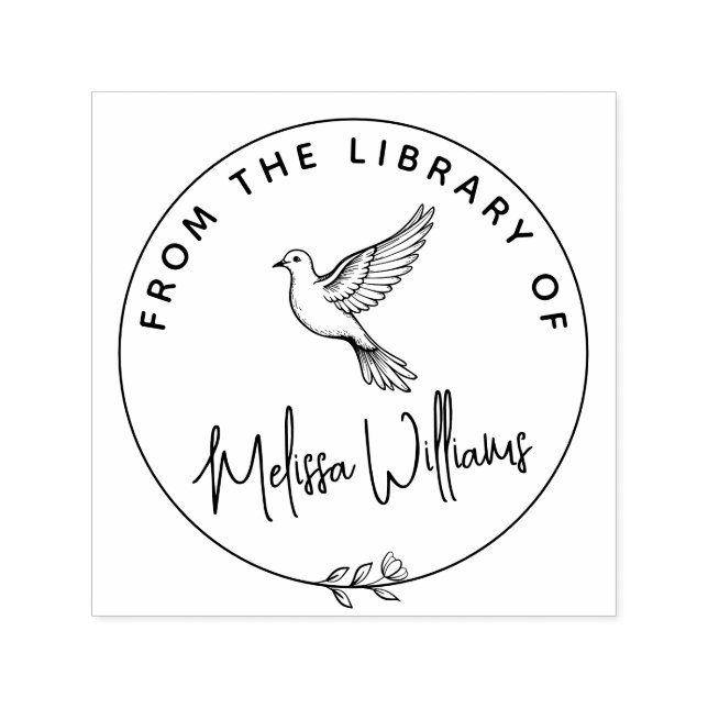 Custom Dove Ex Libris From the Library Book Self-inking Stamp (Design)
