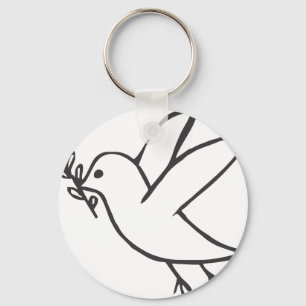 Custom Dove of Peace Sketch Logo Key Ring