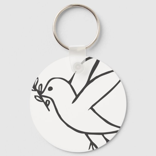 Custom Dove of Peace Sketch Logo Key Ring (Front)