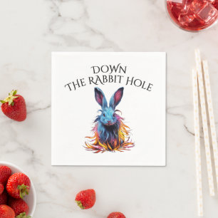 Custom Down the Rabbit Hole Blue Bunny Napkin