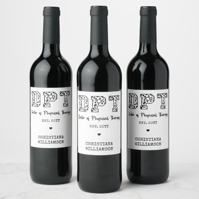 Custom DPT Doctor of Physical Therapy Wine Label (Bottles)