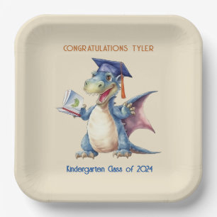 Custom Dragon Kindergarten Graduate Square Paper Plate