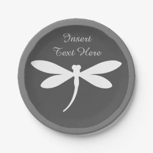 Custom Dragonfly Paper Plates - Monogram or Text