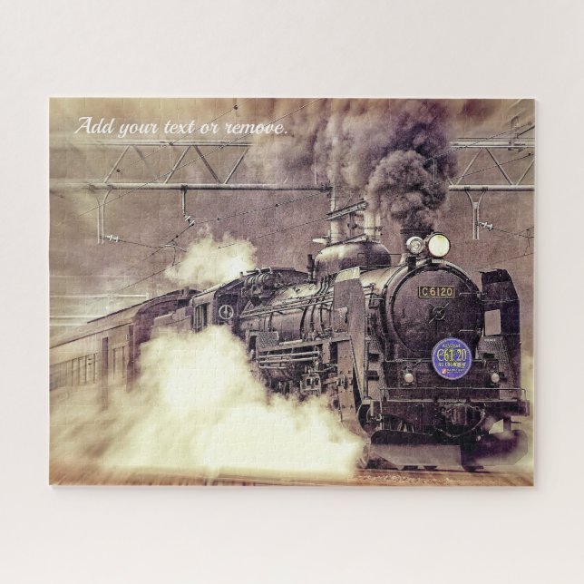 Custom, dramatic photo of steam train locomotive: jigsaw puzzle (Horizontal)