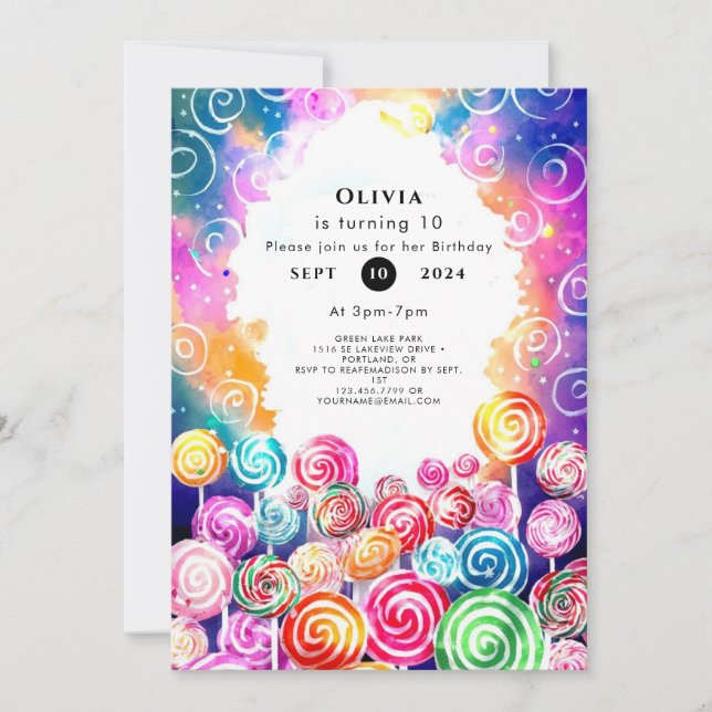 Custom Dreamy Candyland Birthday Invitation (Front)