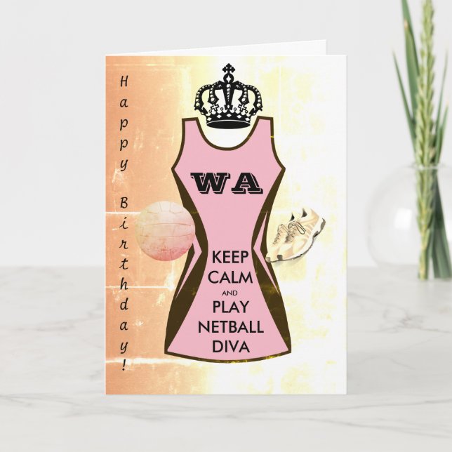 Custom Dress Colour Keep Calm and Play Netball Card (Front)