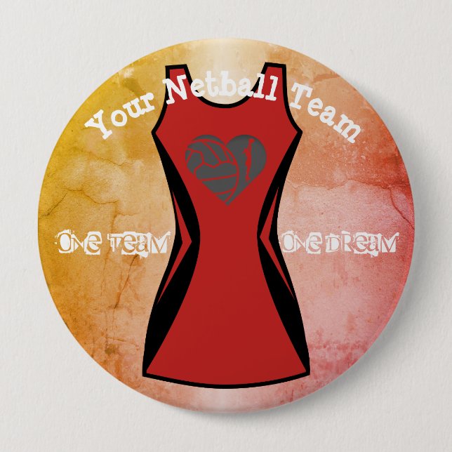 Custom Dress Colour Personalised netball badge (Front)
