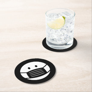 Custom drink coaster with face mask icon