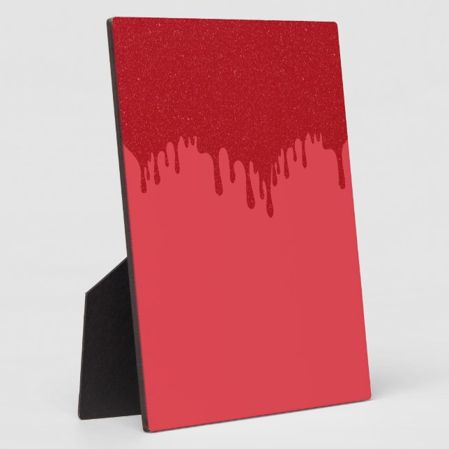Custom Drip Red Tabletop Plaque with Easel (Side)