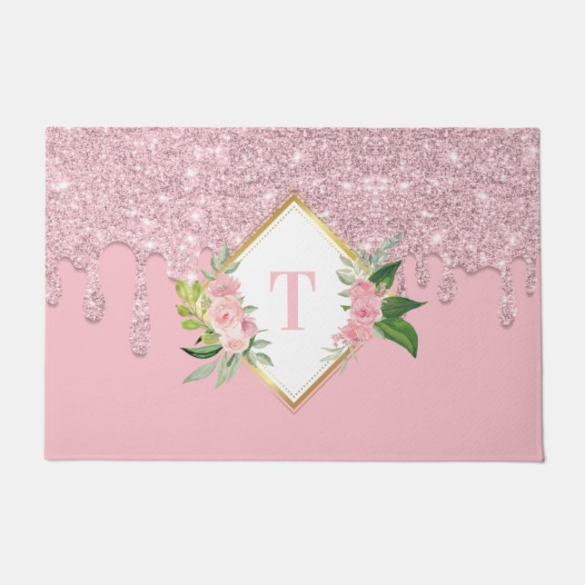 Custom Dripping Glitter Family Doormat (Front)