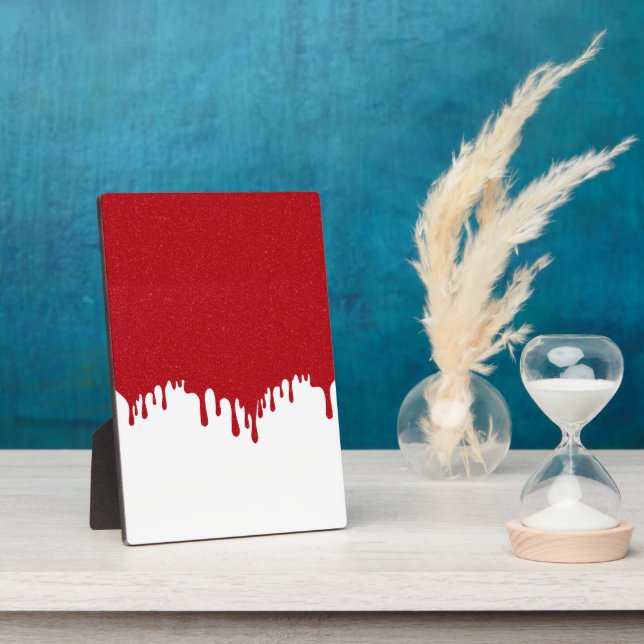 Custom Dripping Tomato Red Gloss Plaque (Side)