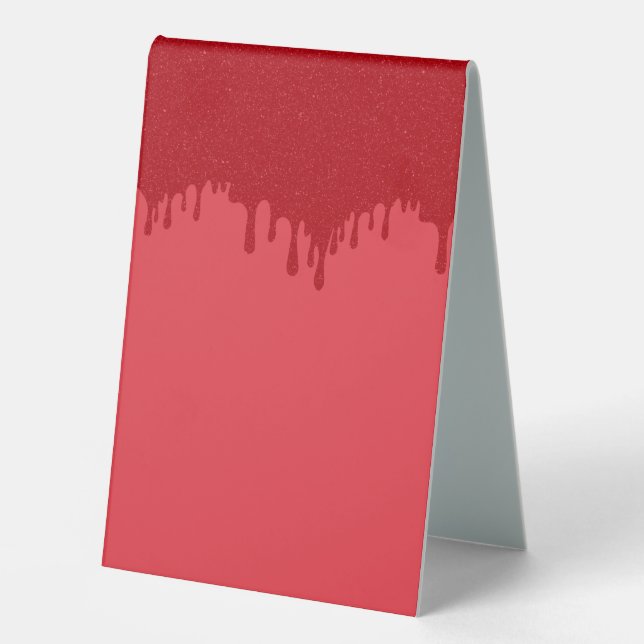 Custom Dripping Tomato Red Table Tent Sign (Front)