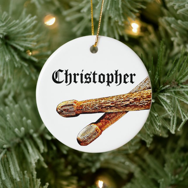 Custom Drummer Rock & Roll Christmas Musician Ceramic Tree Decoration (Tree)