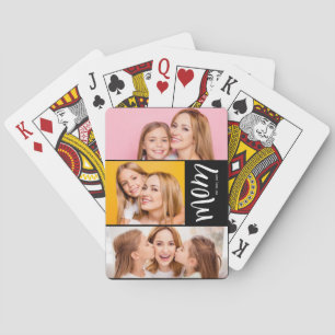 Custom Dual Mum Est. Years Script Black White Playing Cards