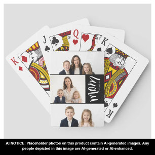 Custom Dual Mum Est. Years Script Black White Playing Cards