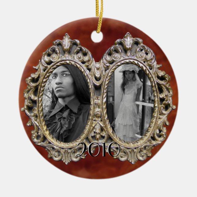 Custom Dual Photo Frame Ornament (Front)