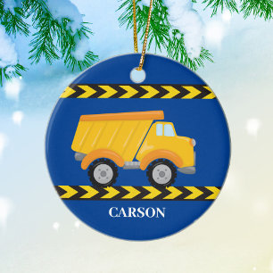 Custom Dump Truck Boys Personalised Christmas Ceramic Tree Decoration