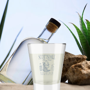 Custom Dusty Blue Scottsdale Bachelorette Party Shot Glass