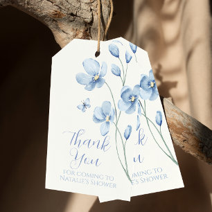 Custom Dusty Blue Wildflower Thanks Bridal Shower Gift Tags
