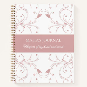 Custom Dusty Rose Botanical Butterfly Journal 
