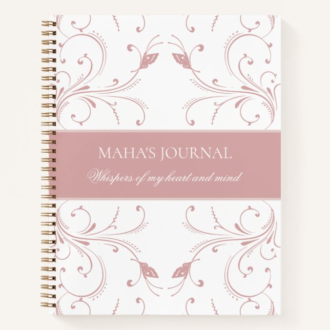 Custom Dusty Rose Botanical Butterfly Journal  (Front)