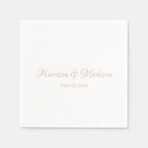Custom dusty rose Script Couple Name Date Wedding Napkin