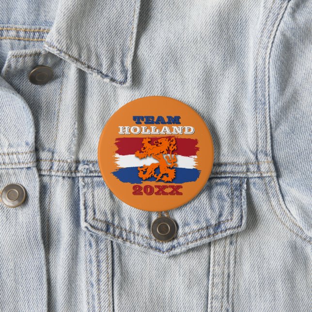 Custom Dutch Flag Orange Lion Team Holland 2026 7.5 Cm Round Badge (In Situ)