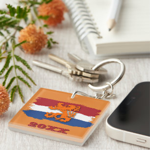 Custom Dutch Flag Orange Lion Team Holland 2026 Key Ring