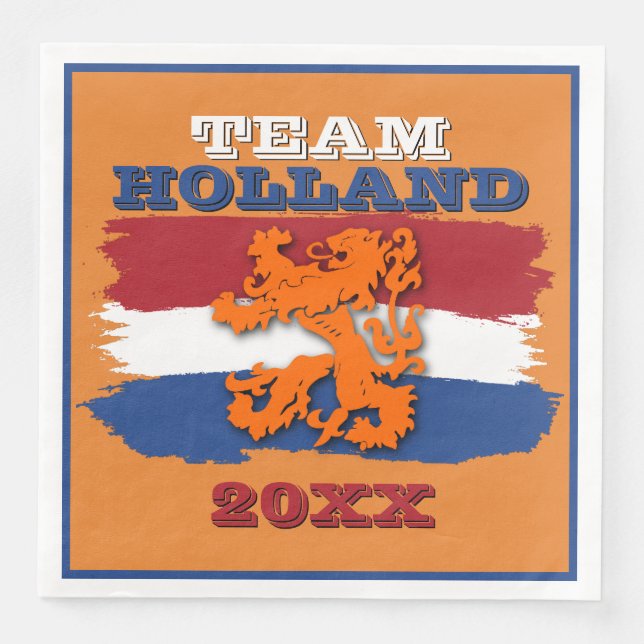 Custom Dutch Flag Orange Lion Team Holland Napkin (Front)