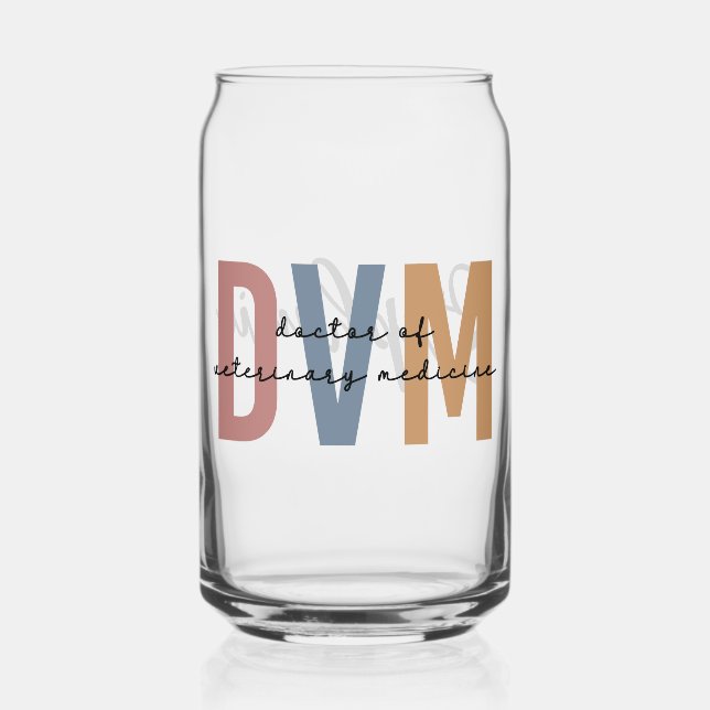 Custom DVM Doctor of Veterinary Medicine Gifts  Can Glass (Front)