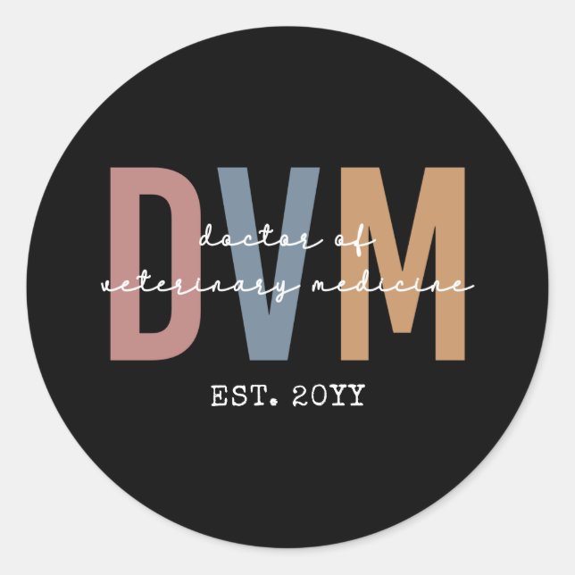 Custom DVM Doctor of Veterinary Medicine Gifts Classic Round Sticker (Front)