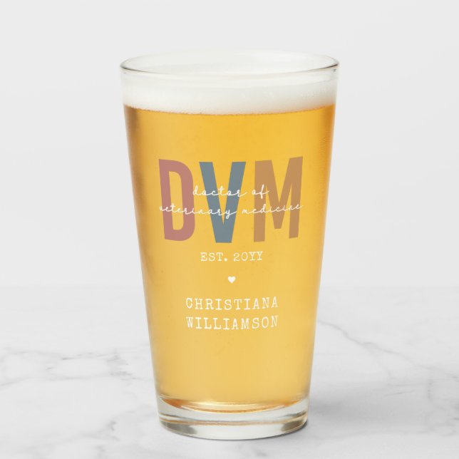 Custom DVM Doctor of Veterinary Medicine Gifts Glass (Front Filled)