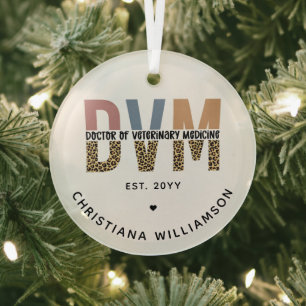 Custom DVM Doctor of Veterinary Medicine Gifts Glass Tree Decoration